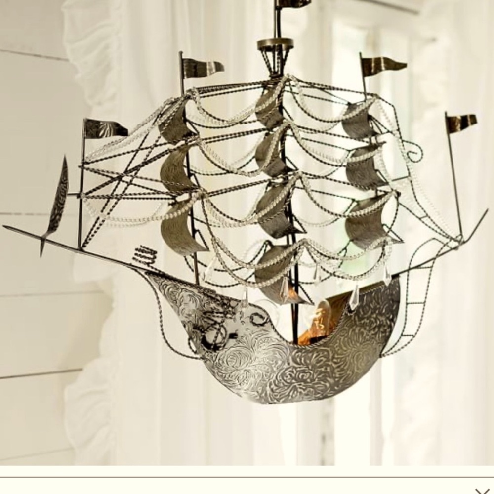 Pottery Barn Ship chandelier light fixture RARE